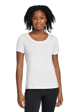 Nike Women's Dri-FIT Cotton/Poly Scoop Neck Tee. - White