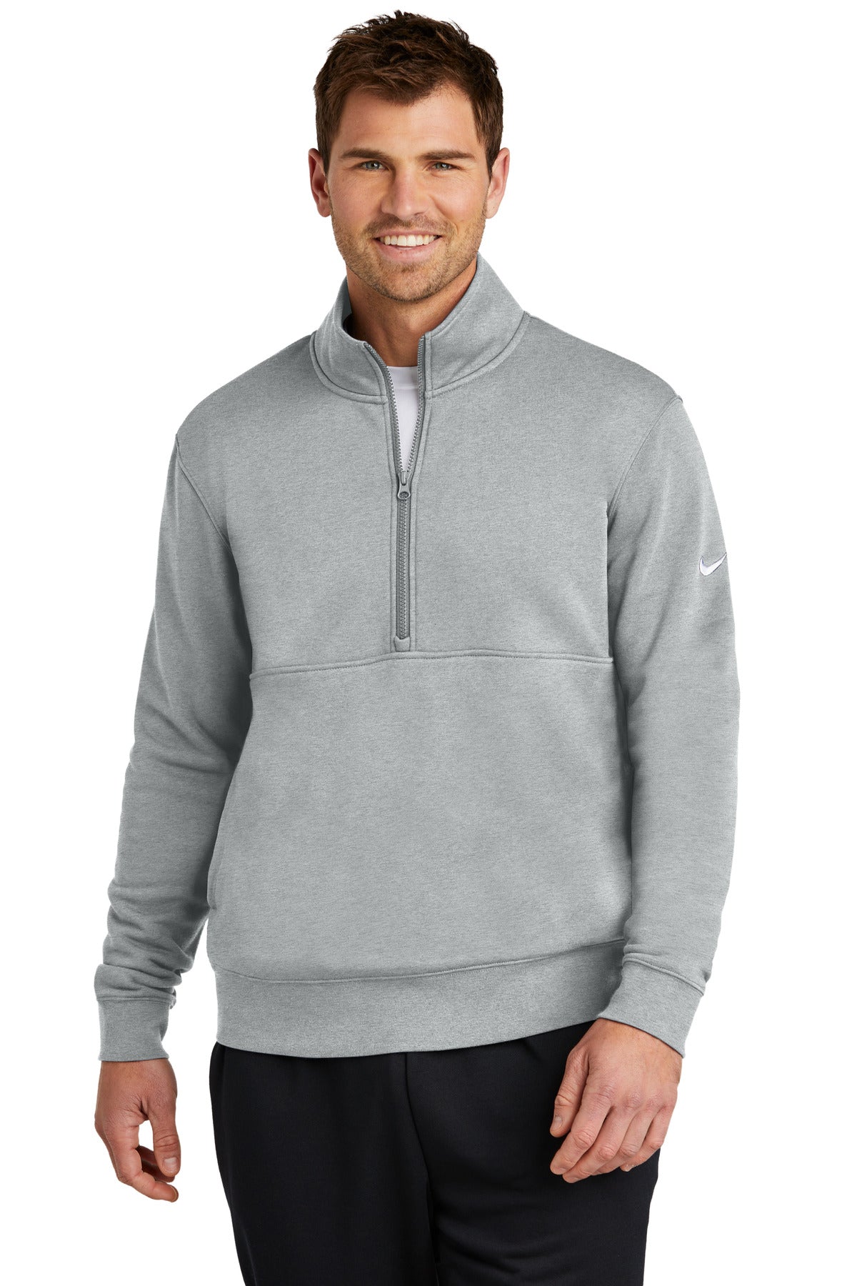 Nike Club Fleece Sleeve Swoosh 1/2-Zip - Dark Grey Heather