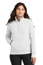 Nike Women's Club Fleece Sleeve Swoosh 1/2-Zip - White