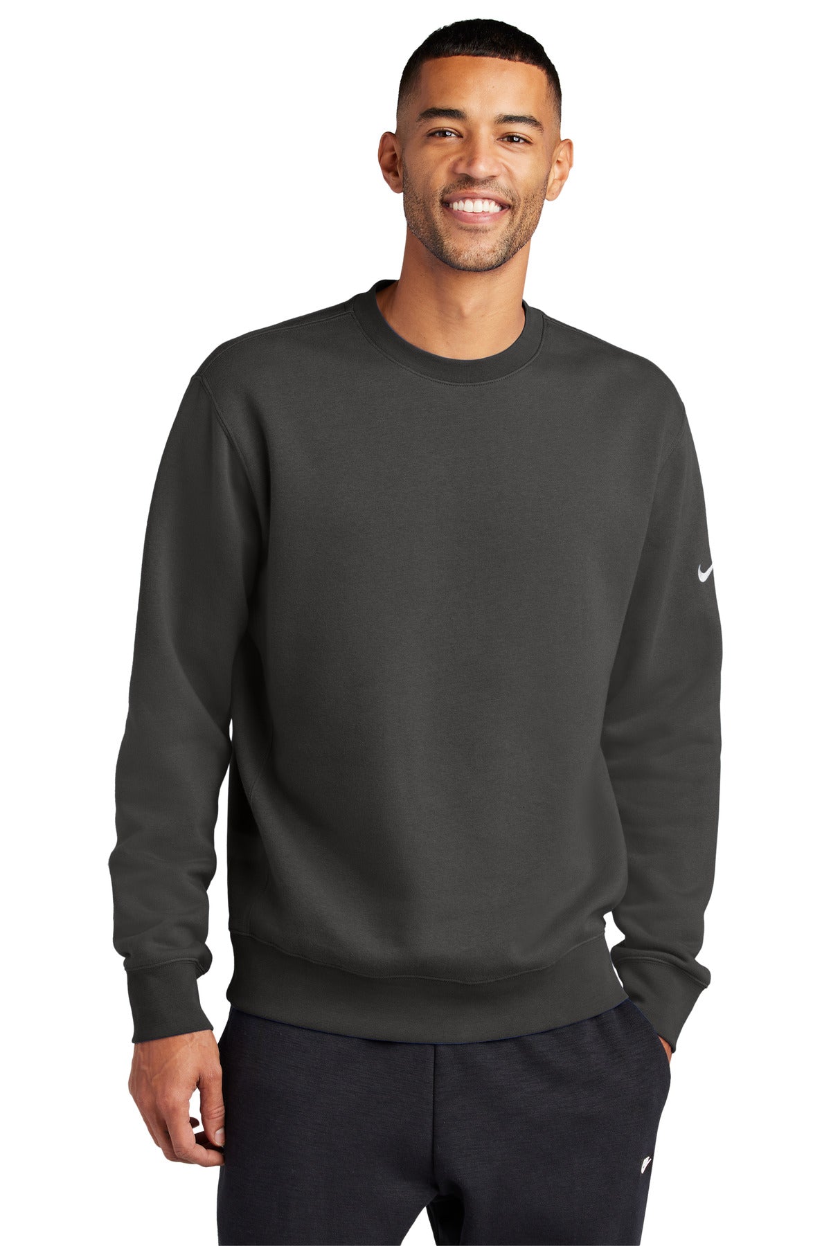 Nike Club Fleece Sleeve Swoosh Crew - Anthracite