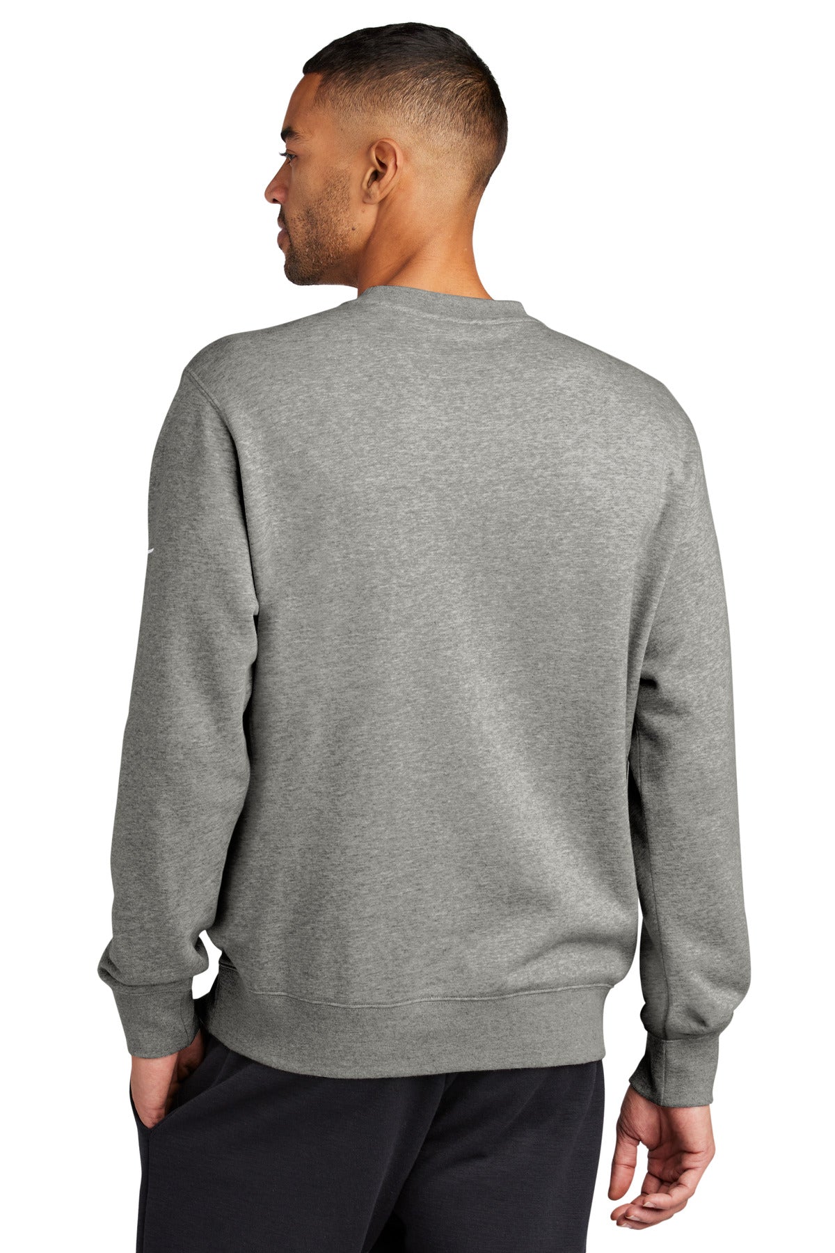 Nike Club Fleece Sleeve Swoosh Crew - Dark Grey Heather