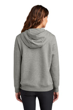 Nike Women's Club Fleece Sleeve Swoosh Pullover Hoodie - Dark Grey Heather