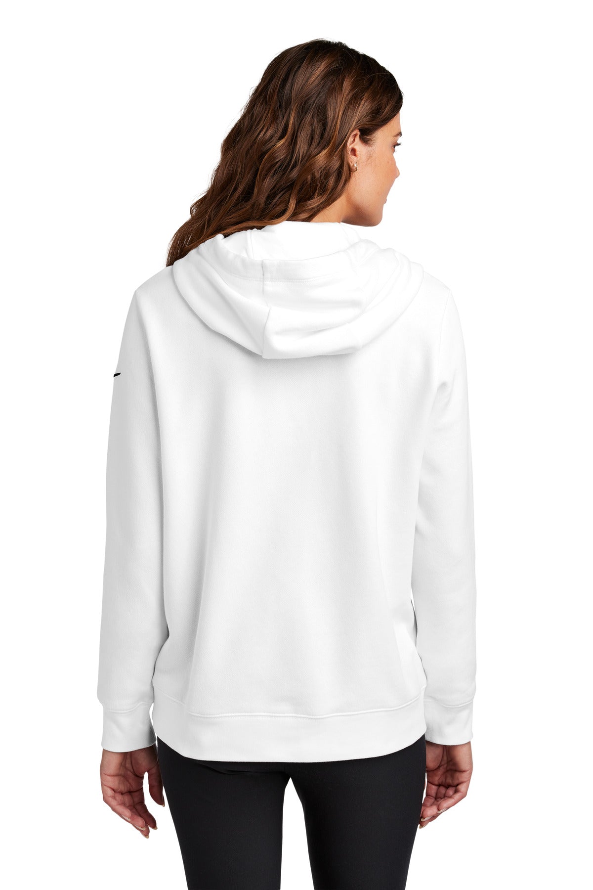 Nike Women's Club Fleece Sleeve Swoosh Pullover Hoodie - White
