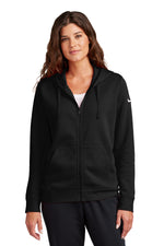 Nike Women's Club Fleece Sleeve Swoosh Full-Zip Hoodie - Black