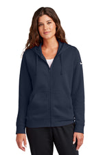 Nike Women's Club Fleece Sleeve Swoosh Full-Zip Hoodie - Midnight Navy