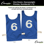 Champion Sports Numbered Heavyweight Nylon Pinnies, Youth - Dozen