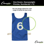 Champion Sports Numbered Heavyweight Nylon Pinnies, Youth - Dozen