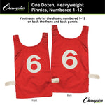 Champion Sports Numbered Heavyweight Nylon Pinnies, Youth - Dozen