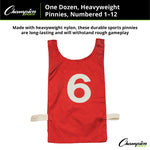 Champion Sports Numbered Heavyweight Nylon Pinnies, Youth - Dozen