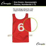 Champion Sports Numbered Heavyweight Nylon Pinnies, Youth - Dozen