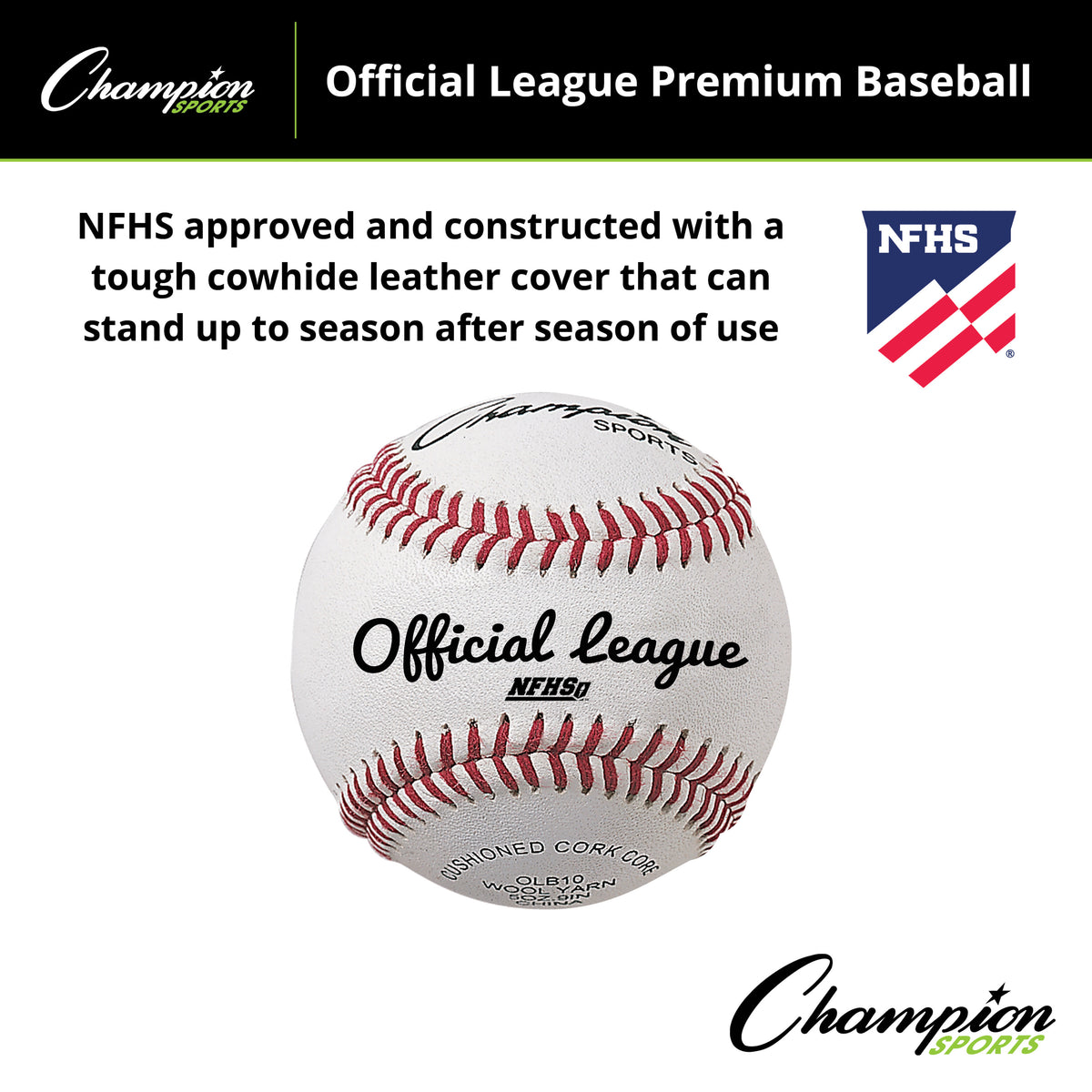 Champion Sports Official League Premium Baseballs - Dozen