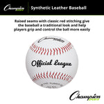 Champion Sports Synthetic Leather Official League Baseballs - Dozen