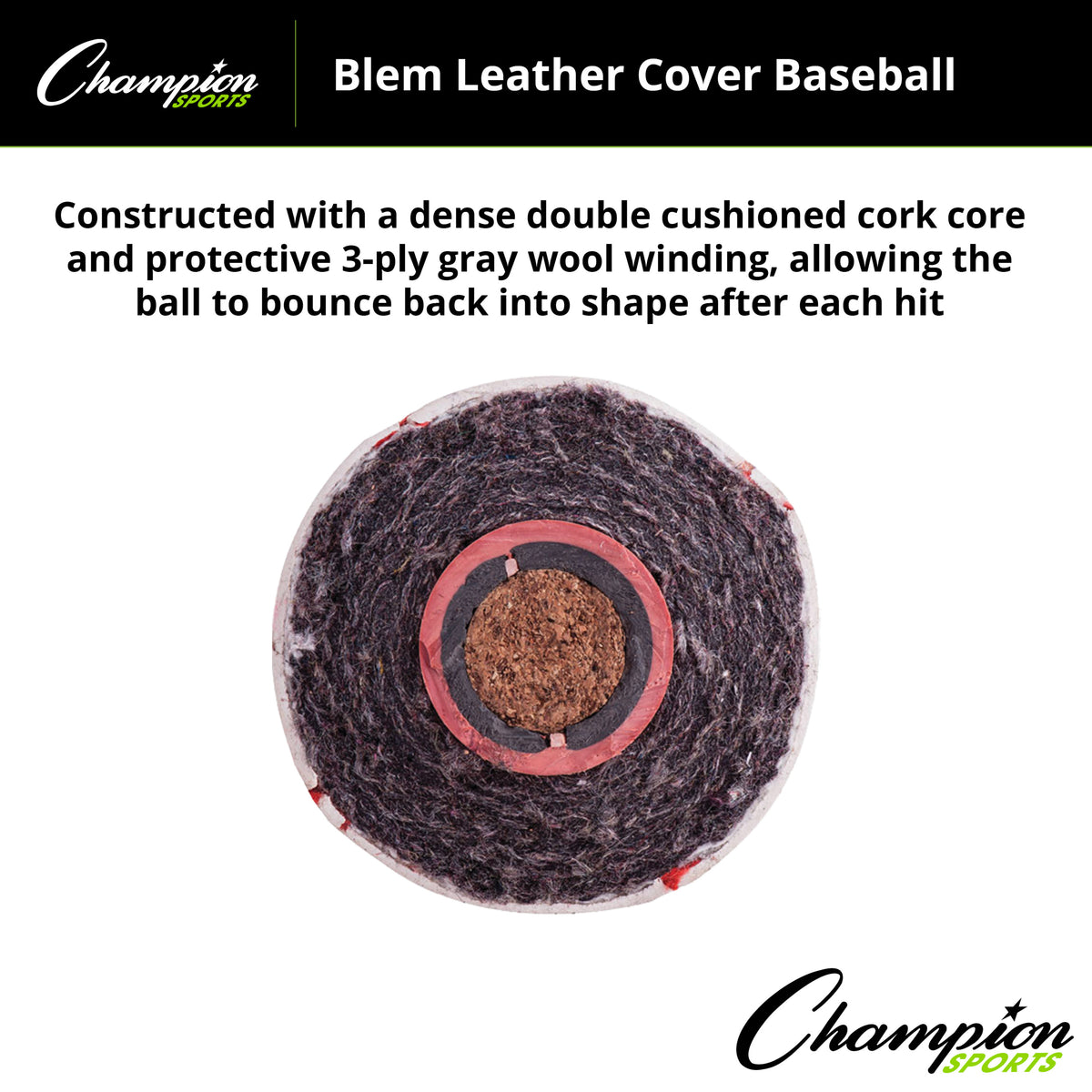 Champion Sports Blem Leather Cover Baseballs - Dozen