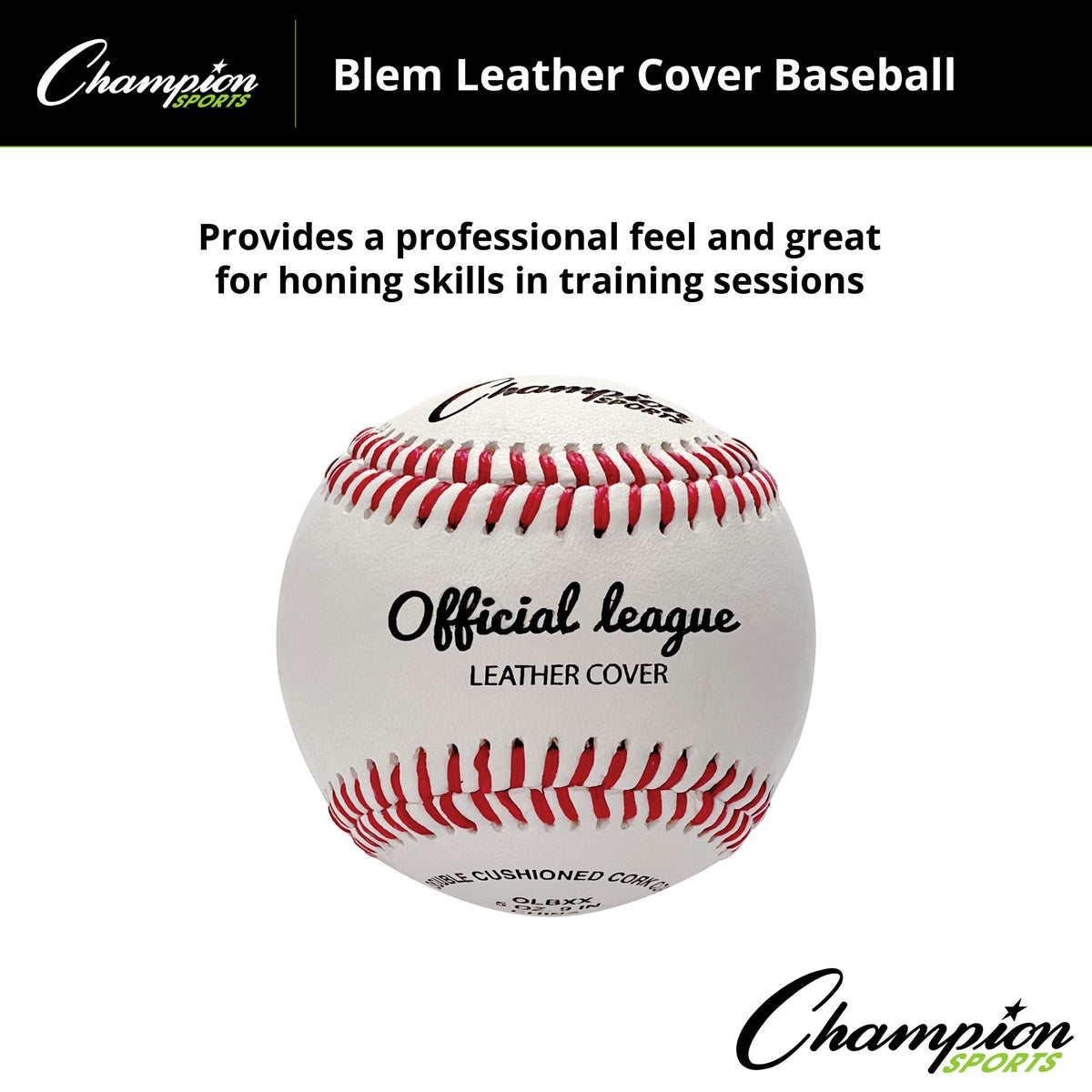 Champion Sports Blem Leather Cover Baseballs - Dozen