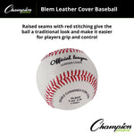 Champion Sports Blem Leather Cover Baseballs - Dozen