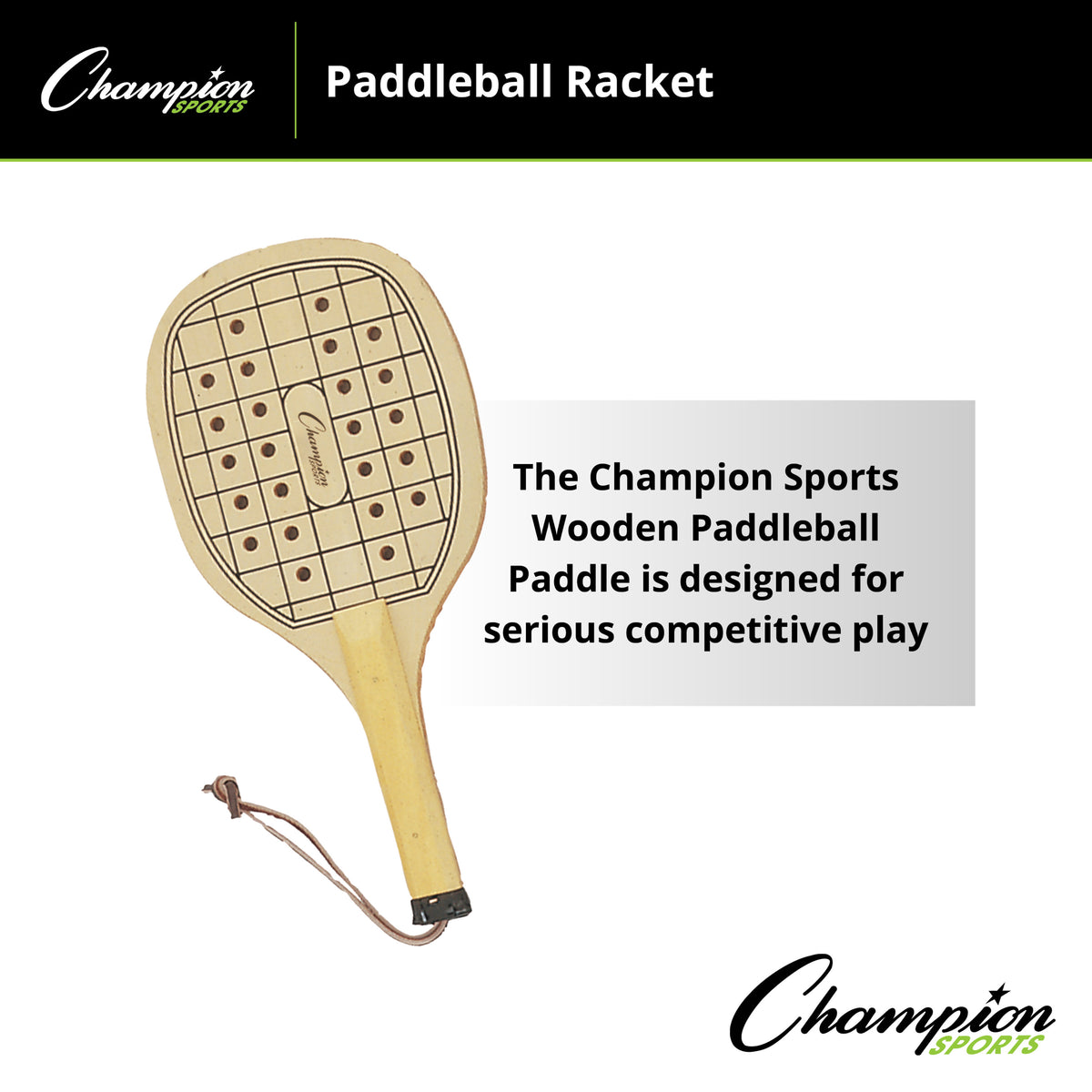Champion Sports Wooden Paddleball Racket