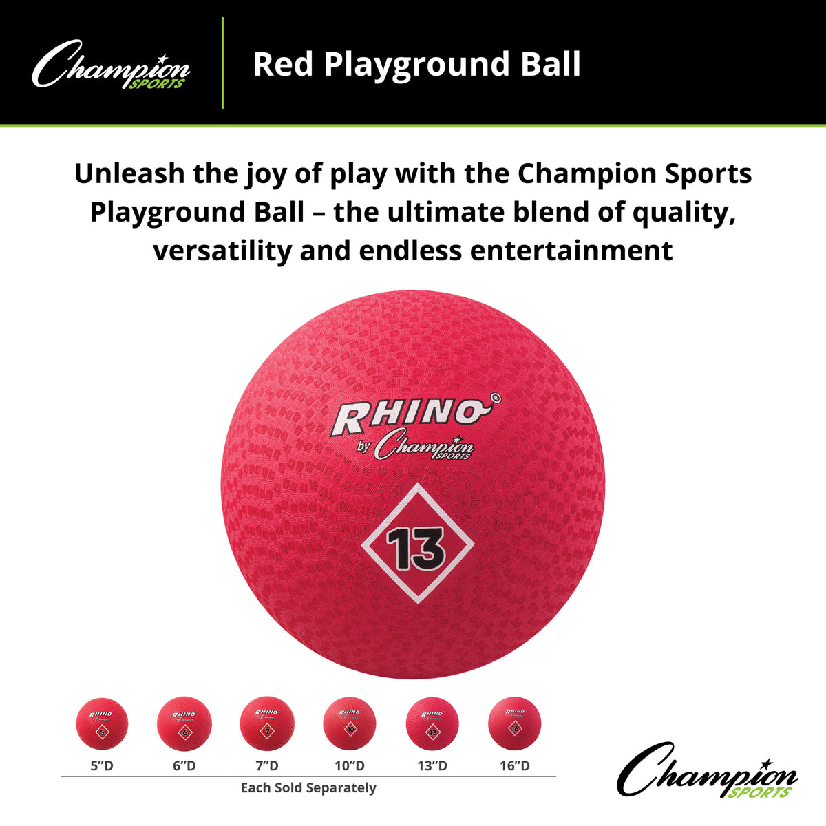 Champion Sports Playground Ball, Red
