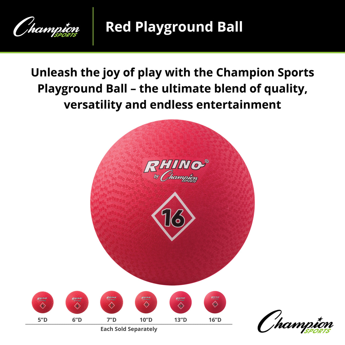 Champion Sports Playground Ball, Red