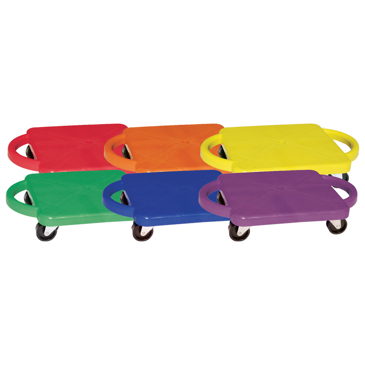 Champion Sports 12" Standard Scooter with Handles - Set of 6 (Assorted Colors)