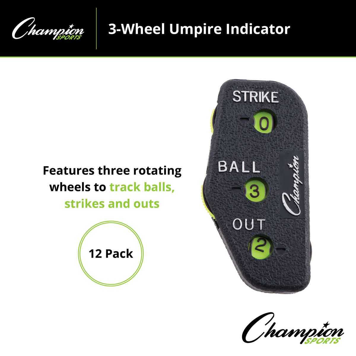 Champion Sports 3-Wheel Umpire Indicator - Pack of 12