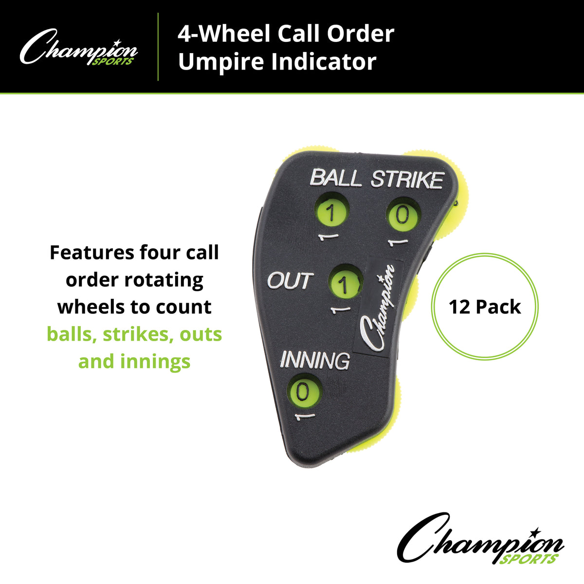 Champion Sports 4-Wheel Call Order Umpire Indicator - Pack of 12