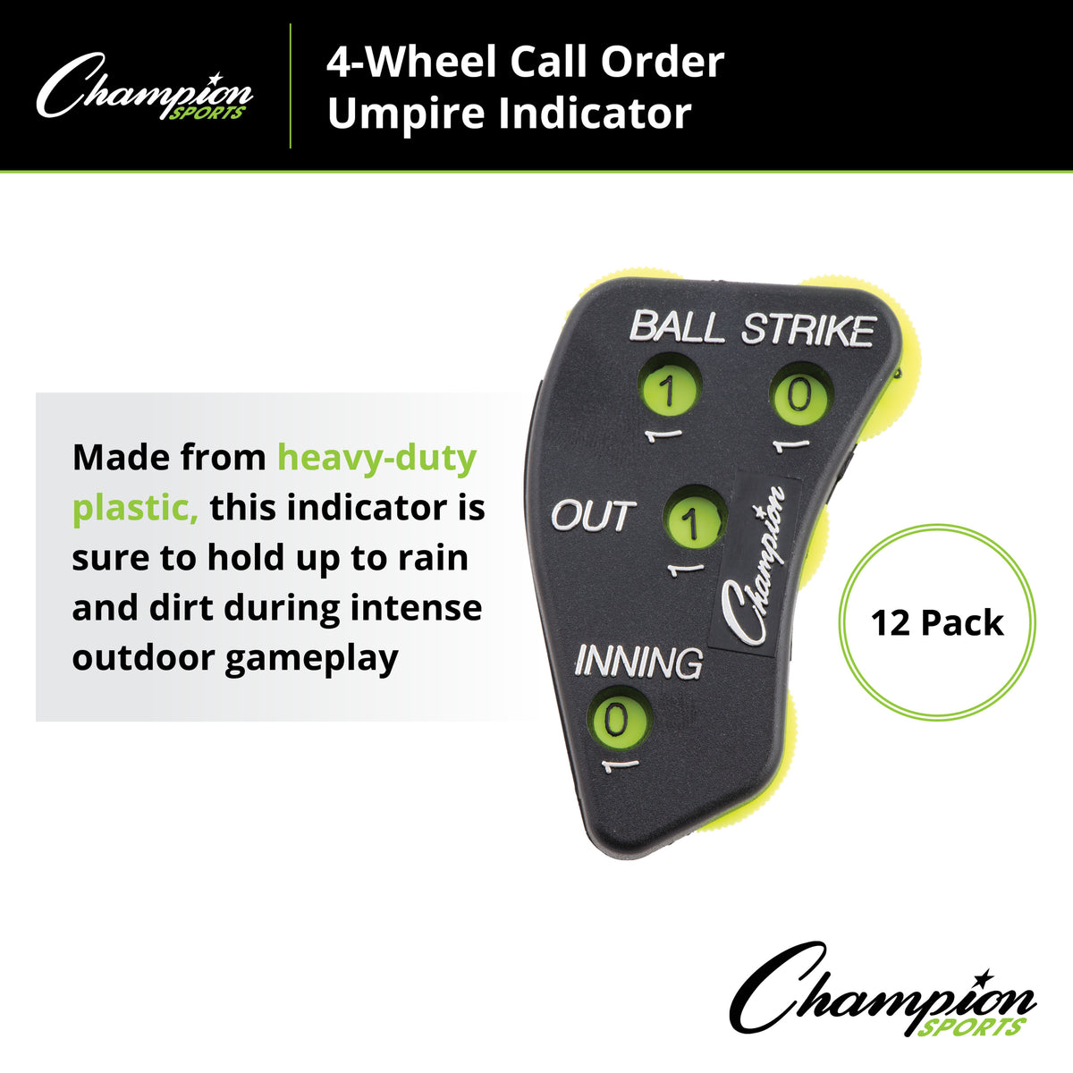 Champion Sports 4-Wheel Call Order Umpire Indicator - Pack of 12