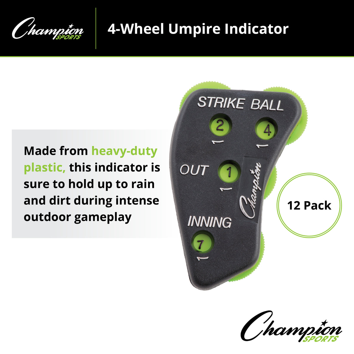 Champion Sports 4-Wheel Umpire Indicator - Pack of 12