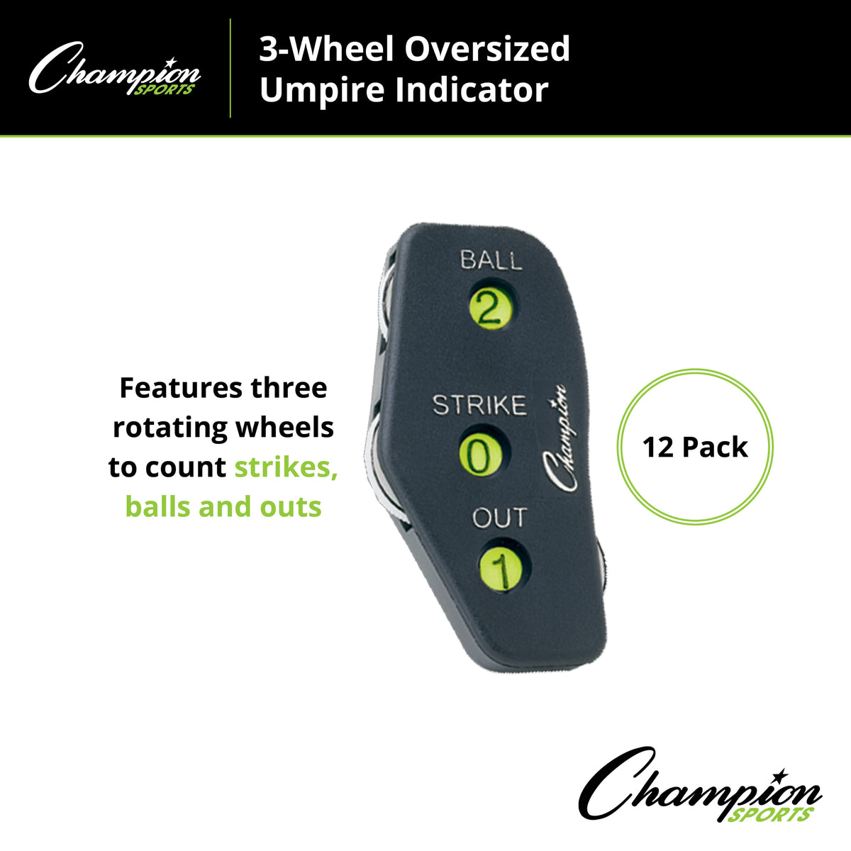 Champion Sports Oversized Umpire Indicator - Pack of 12