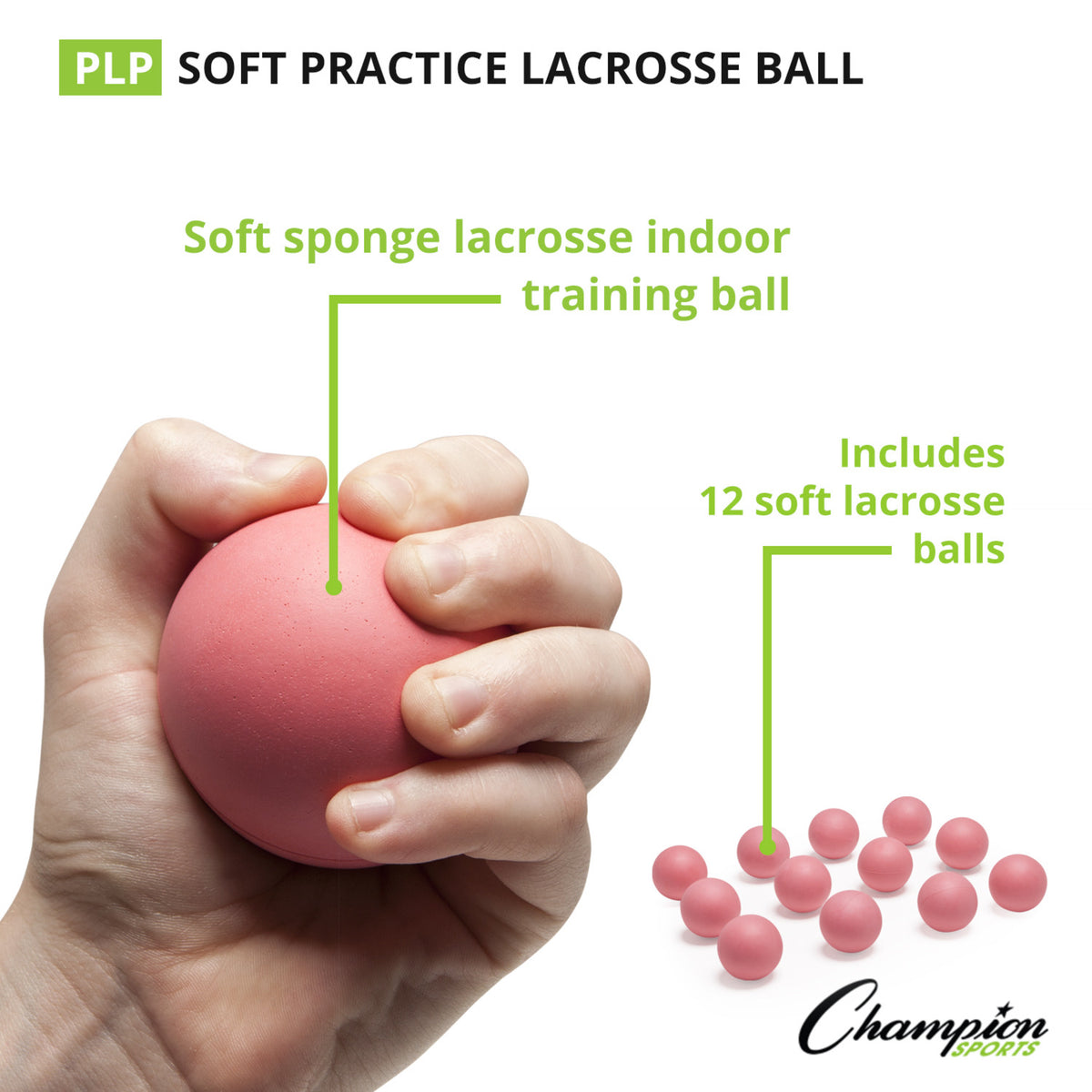 Champion Sports Sponge Lacrosse Balls - Dozen