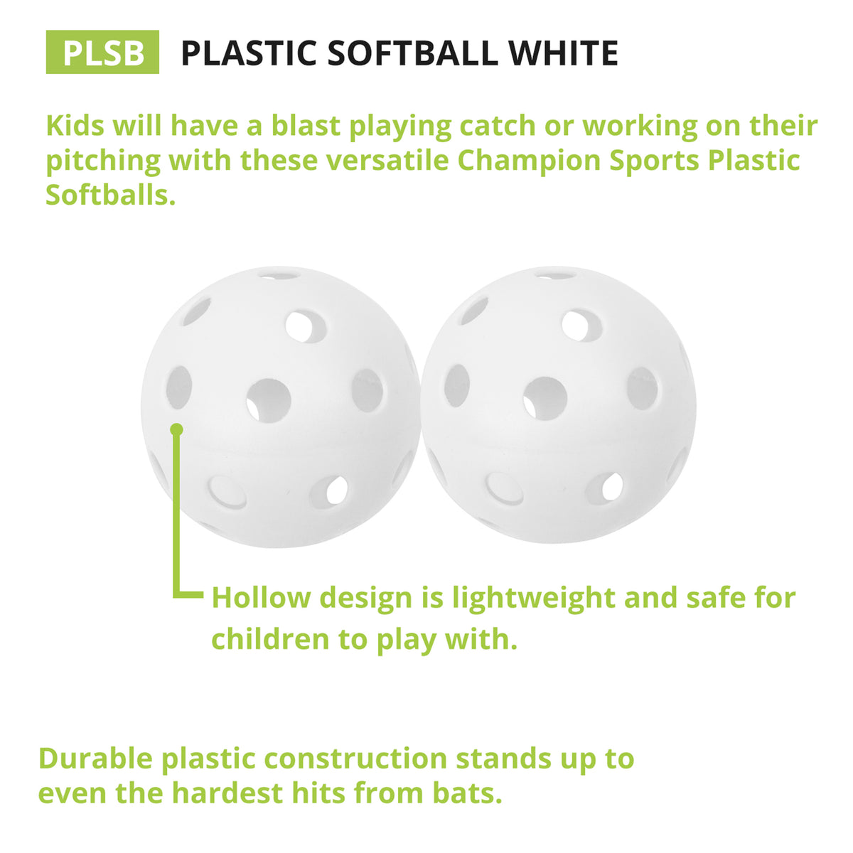 Champion Sports 12" Plastic Softballs
