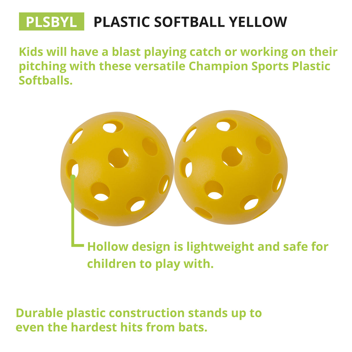 Champion Sports 12" Plastic Softballs