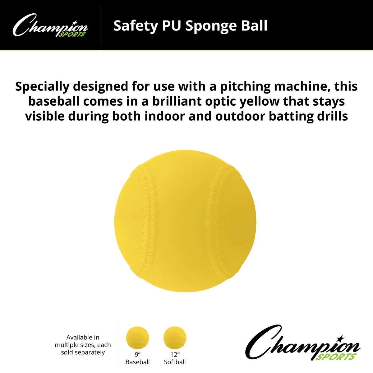 Champion Sports Safety PU Sponge Balls - Dozen