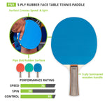 Champion Sports 5-Ply Rubber Table Tennis Paddle