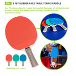 Champion Sports 5-Ply Rubber Table Tennis Paddle