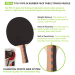 Champion Sports Pro 14 7-Ply Pips-In Table Tennis Paddle