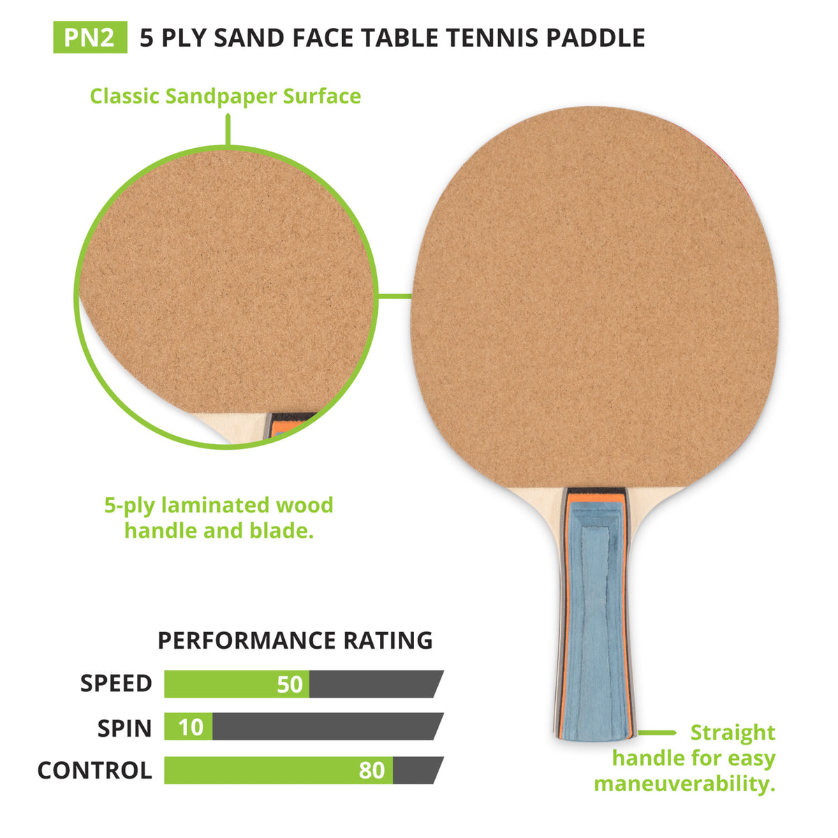 Champion Sports Sand Faced Table Tennis Paddle