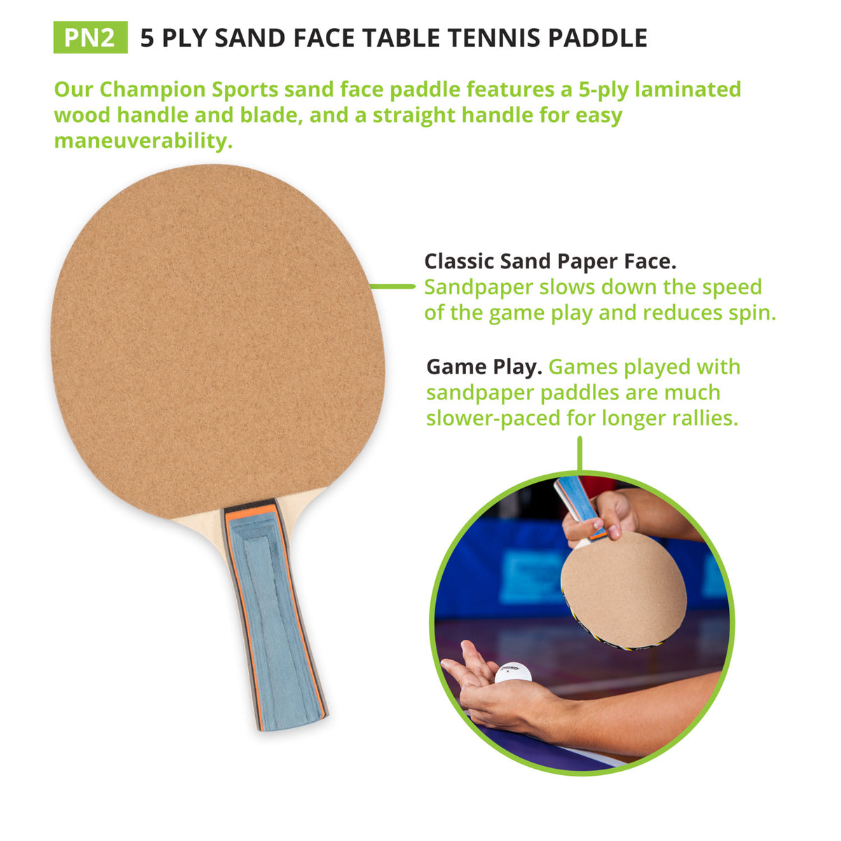 Champion Sports Sand Faced Table Tennis Paddle