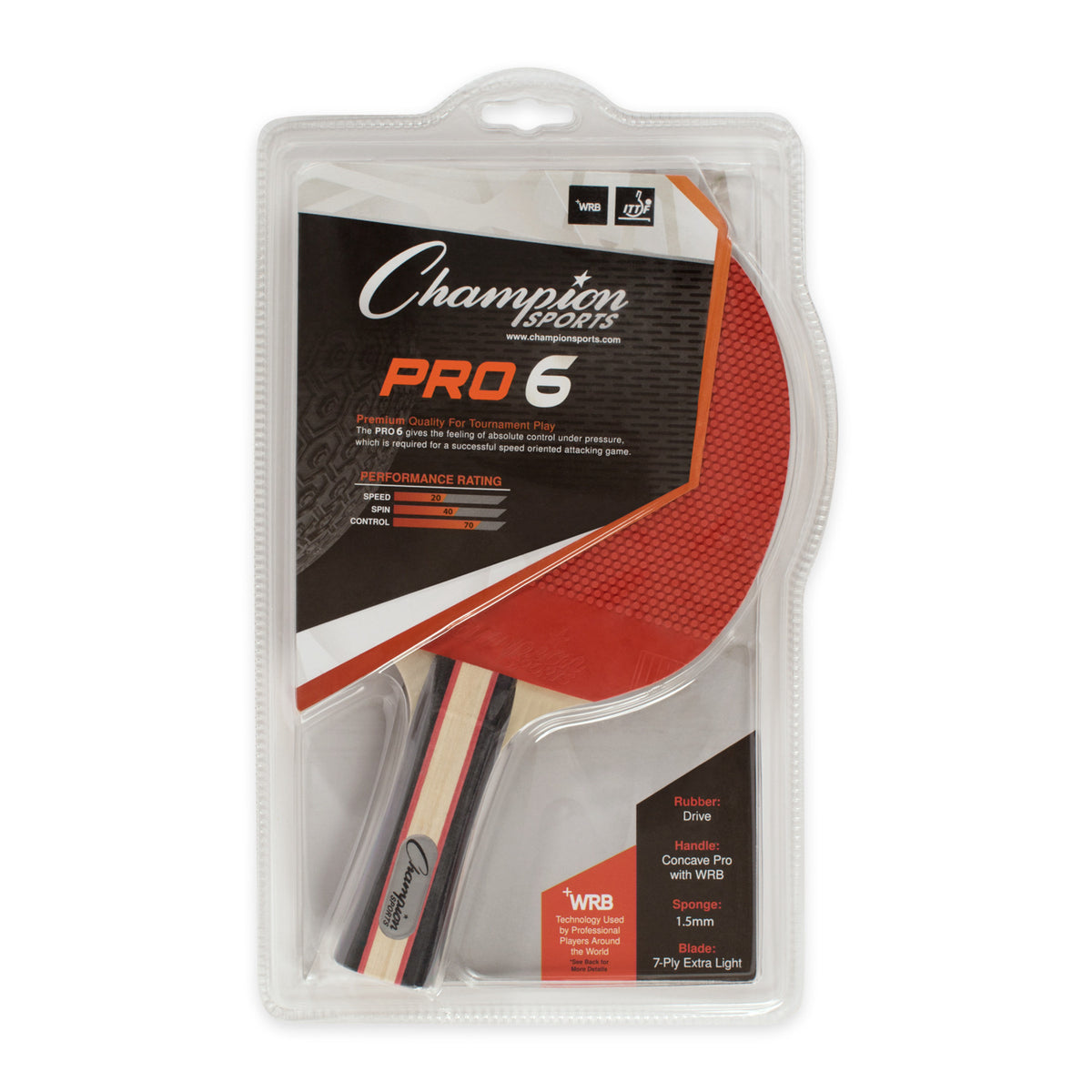 Champion Sports Pro 9 7-Ply Pips-Out Table Tennis Paddle