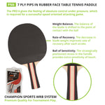 Champion Sports Pro 9 7-Ply Pips-Out Table Tennis Paddle