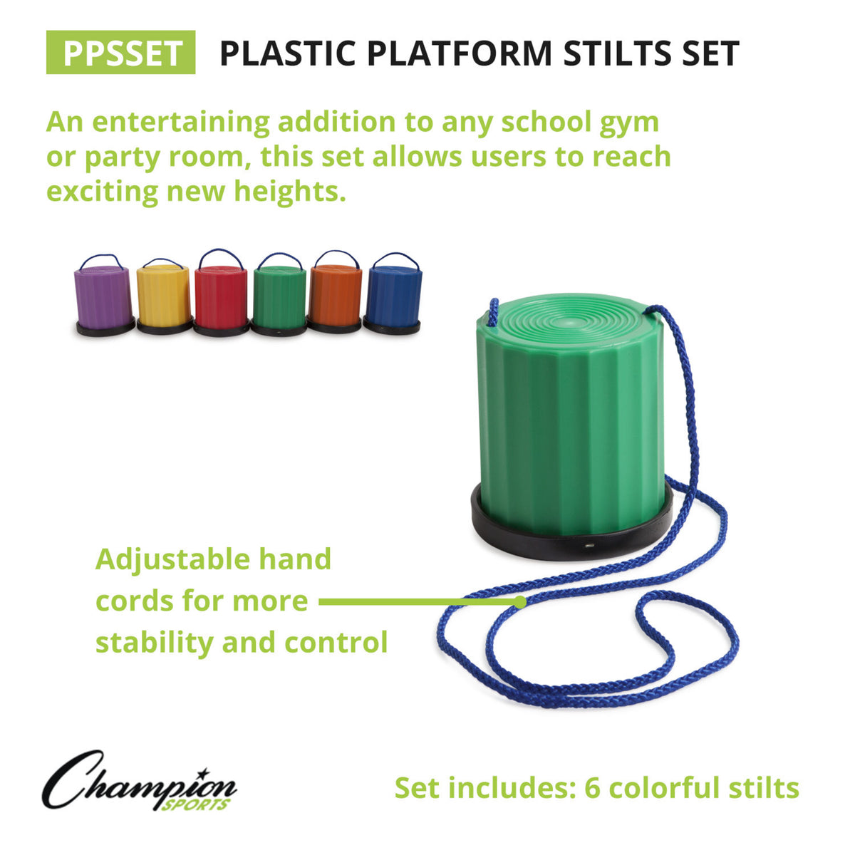 Champion Sports Plastic Platform Stilts Set - 6 Pairs