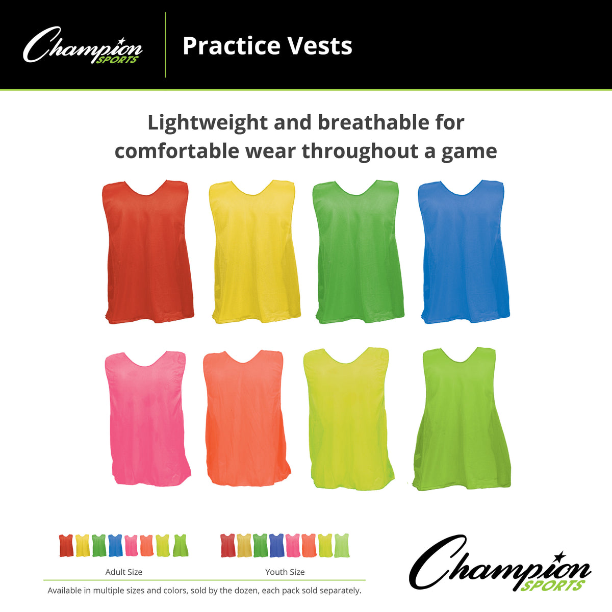 Champion Sports Youth Practice Vests - Dozen