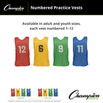 Champion Sports Numbered Adult Practice Vests - Set of 12