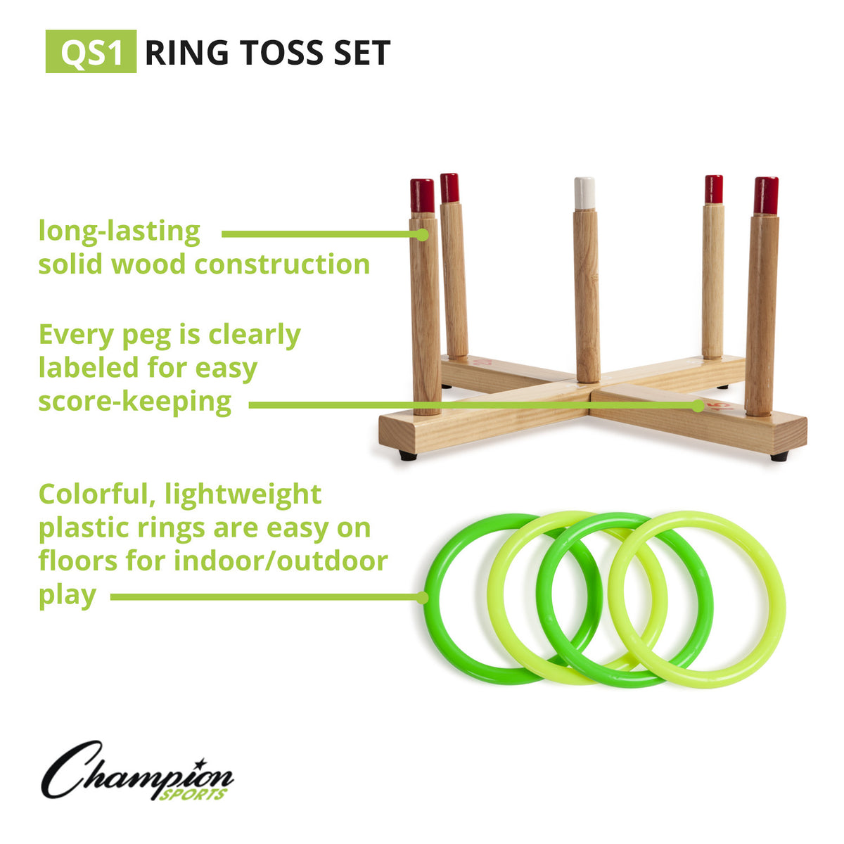 Champion Sports Wooden Ring Toss Set