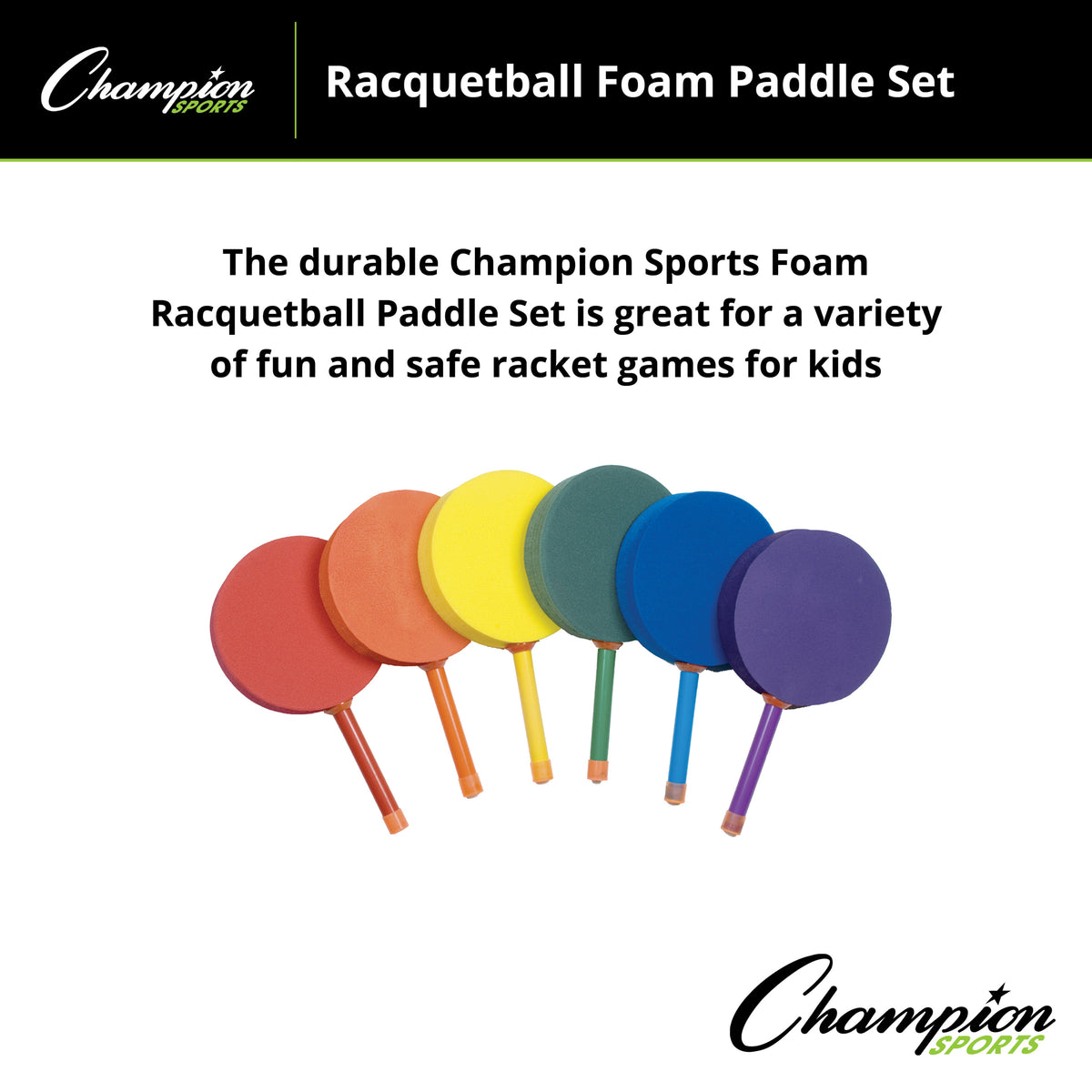 Champion Sports Foam Racquetball Paddle Set - Set of 6