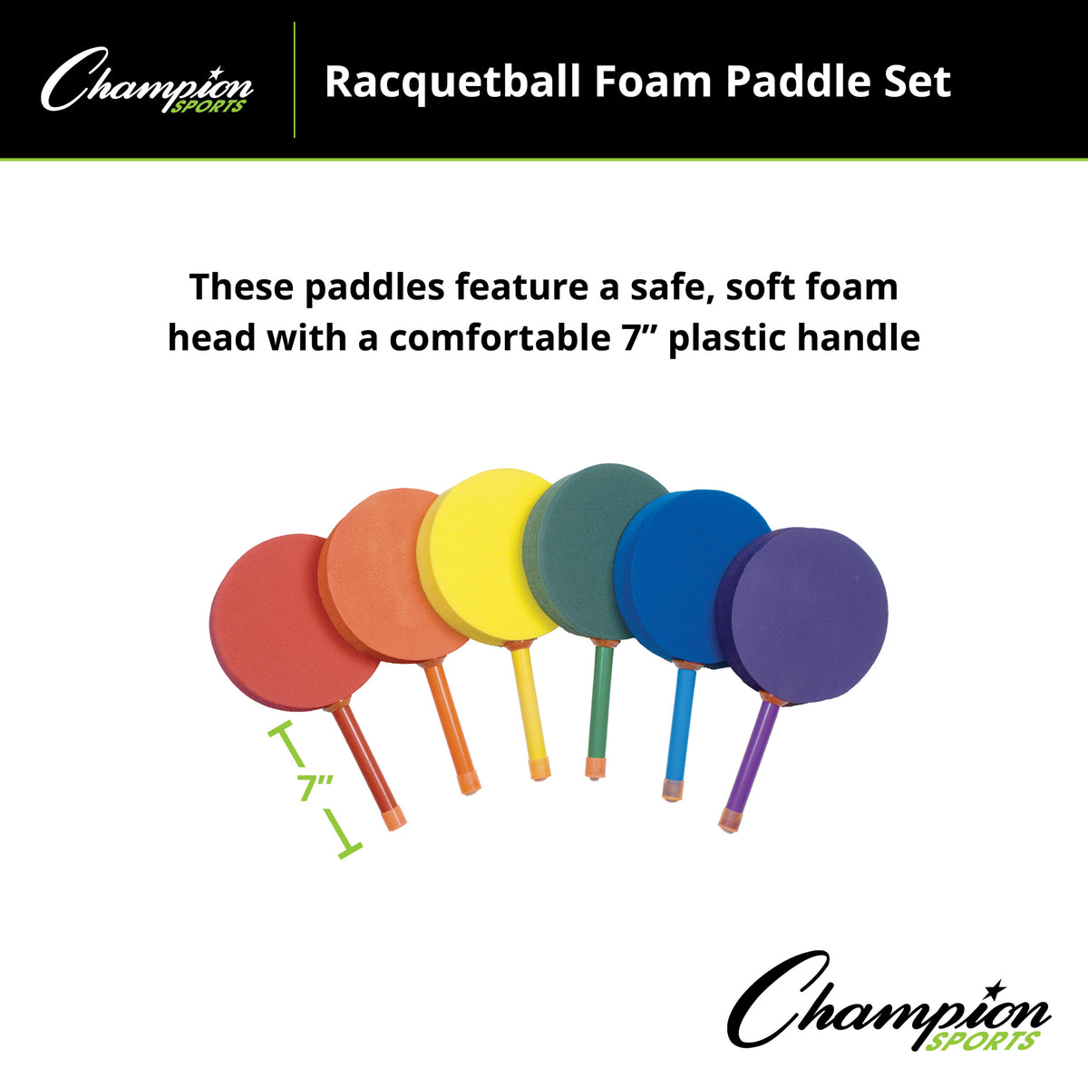 Champion Sports Foam Racquetball Paddle Set - Set of 6
