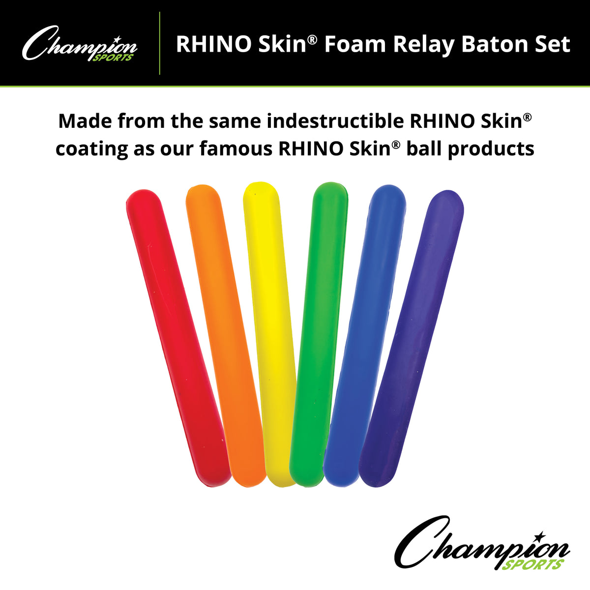 Champion Sports Rhino Skin Foam Relay Baton Set - Set of 6
