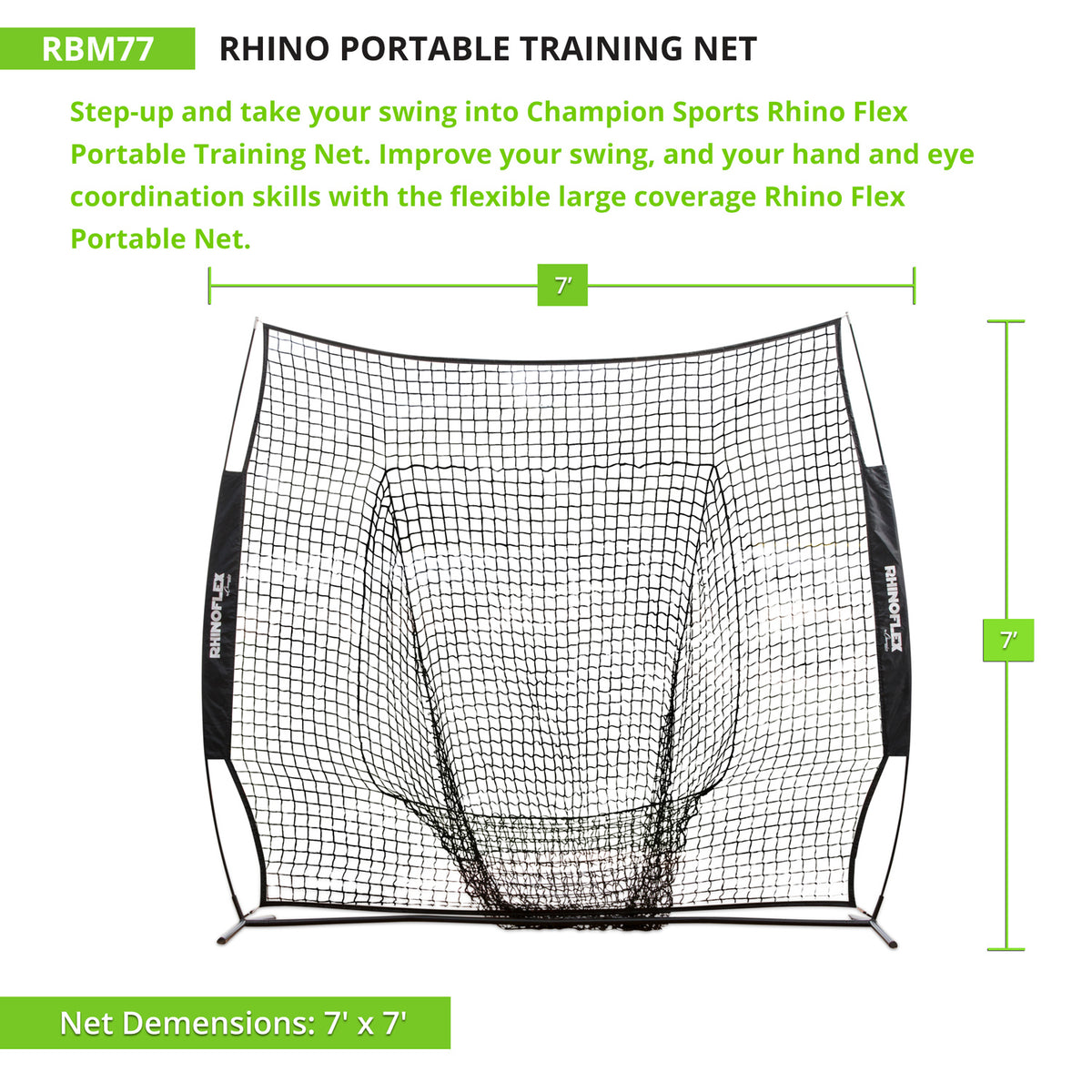 Champion Sports Rhino Flex 7' x 7' Portable Training Net