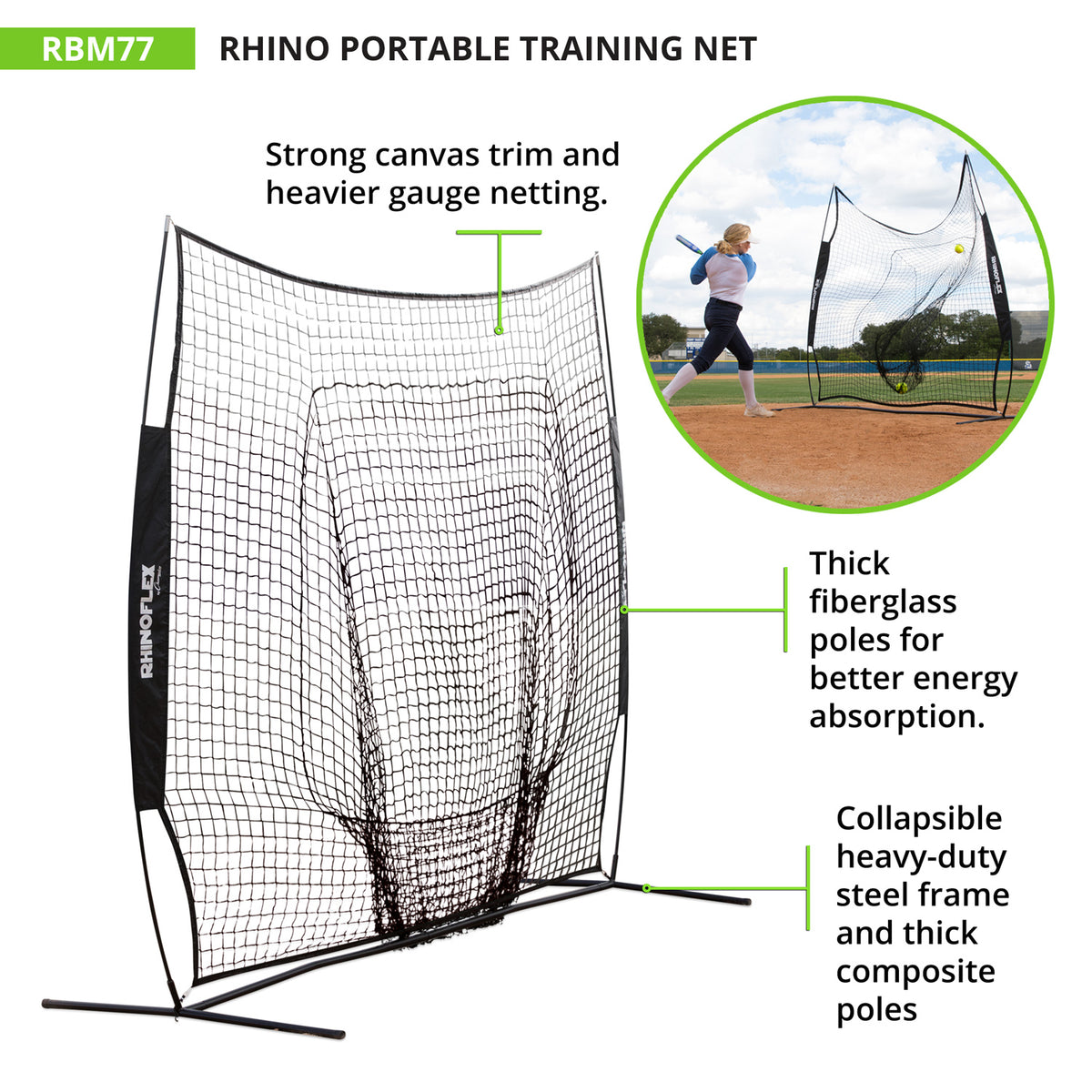 Champion Sports Rhino Flex 7' x 7' Portable Training Net