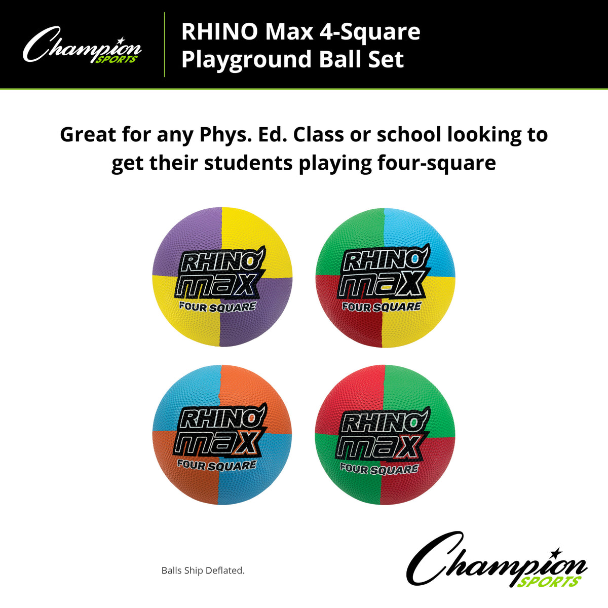 Champion Sports Rhino Max 4-Square Playground Ball Set