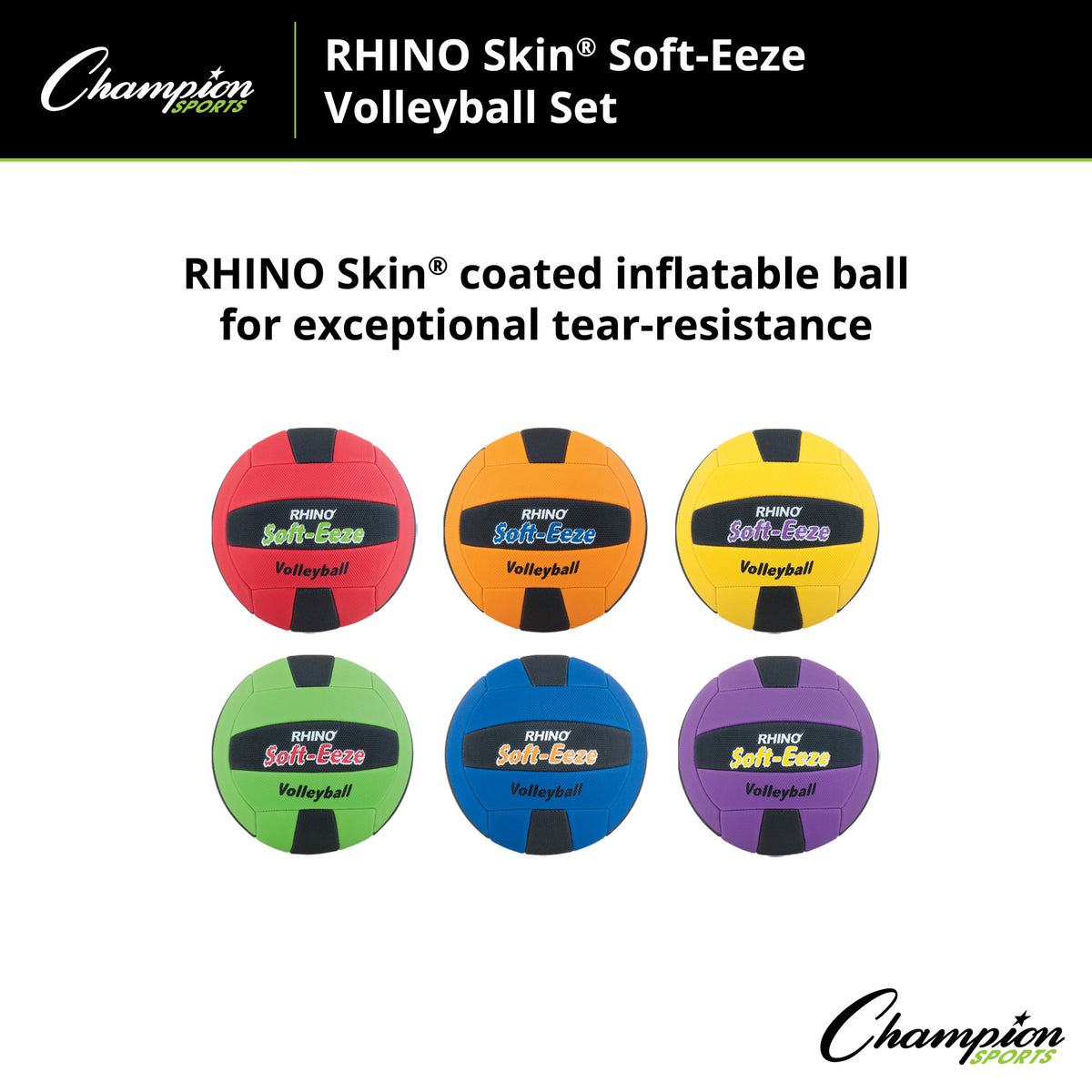 Champion Sports Rhino Soft-Eeze Ball Set of 6